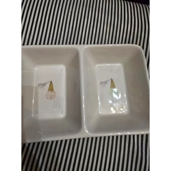 Magenta Rae Dunn Artisan Ice Cream Cones Divided Food Dish Mint Chocolate Strawb - Picture 6 of 16